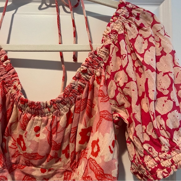 Free people pink and red patterned crop top. Size XS - Picture 5 of 5